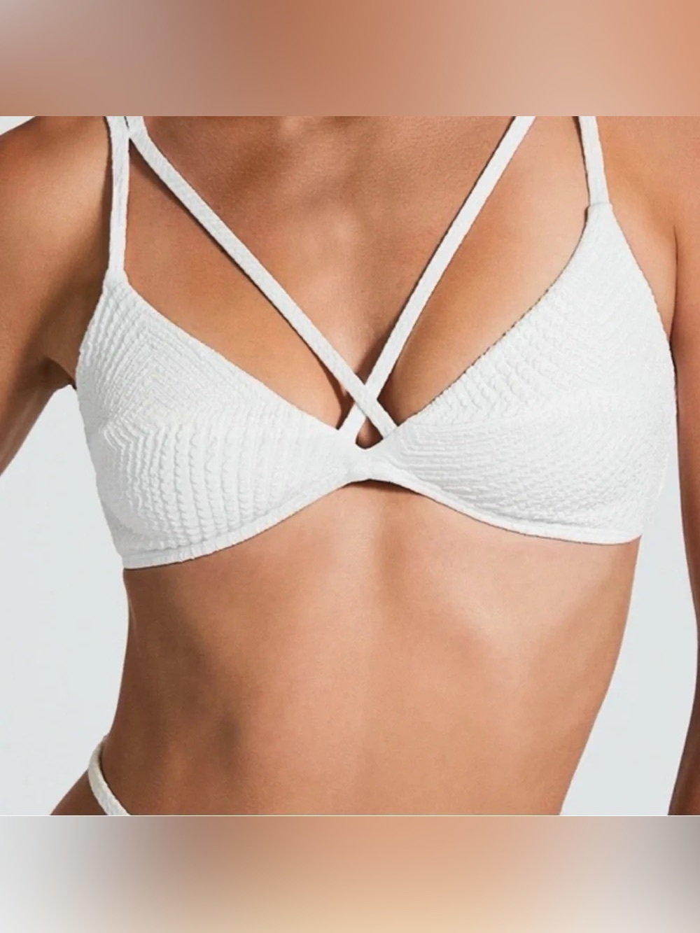 DEVON WINDSOR White Textured Strappy Bikini Top NWT